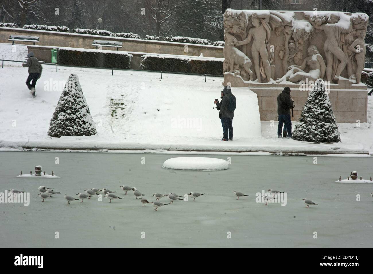 Paris s'est réveillée aujourd'hui à 10 cm de neige. PARIS, France, le 20 janvier 2013. Photo de Thierry Orban/ABACAPRESS.COM Banque D'Images