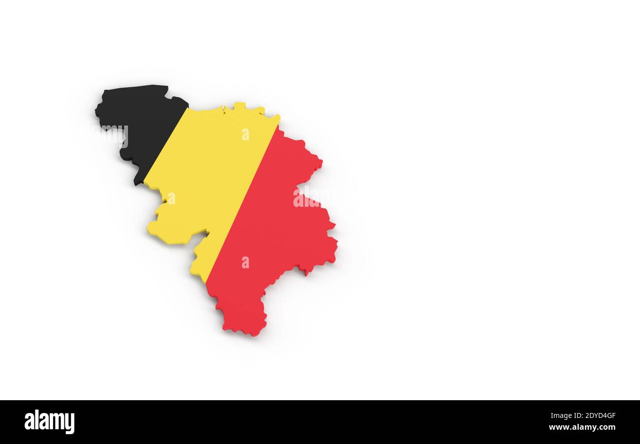 Carte de Belgique avec le rendu 3D du drapeau de Belgique Banque D'Images