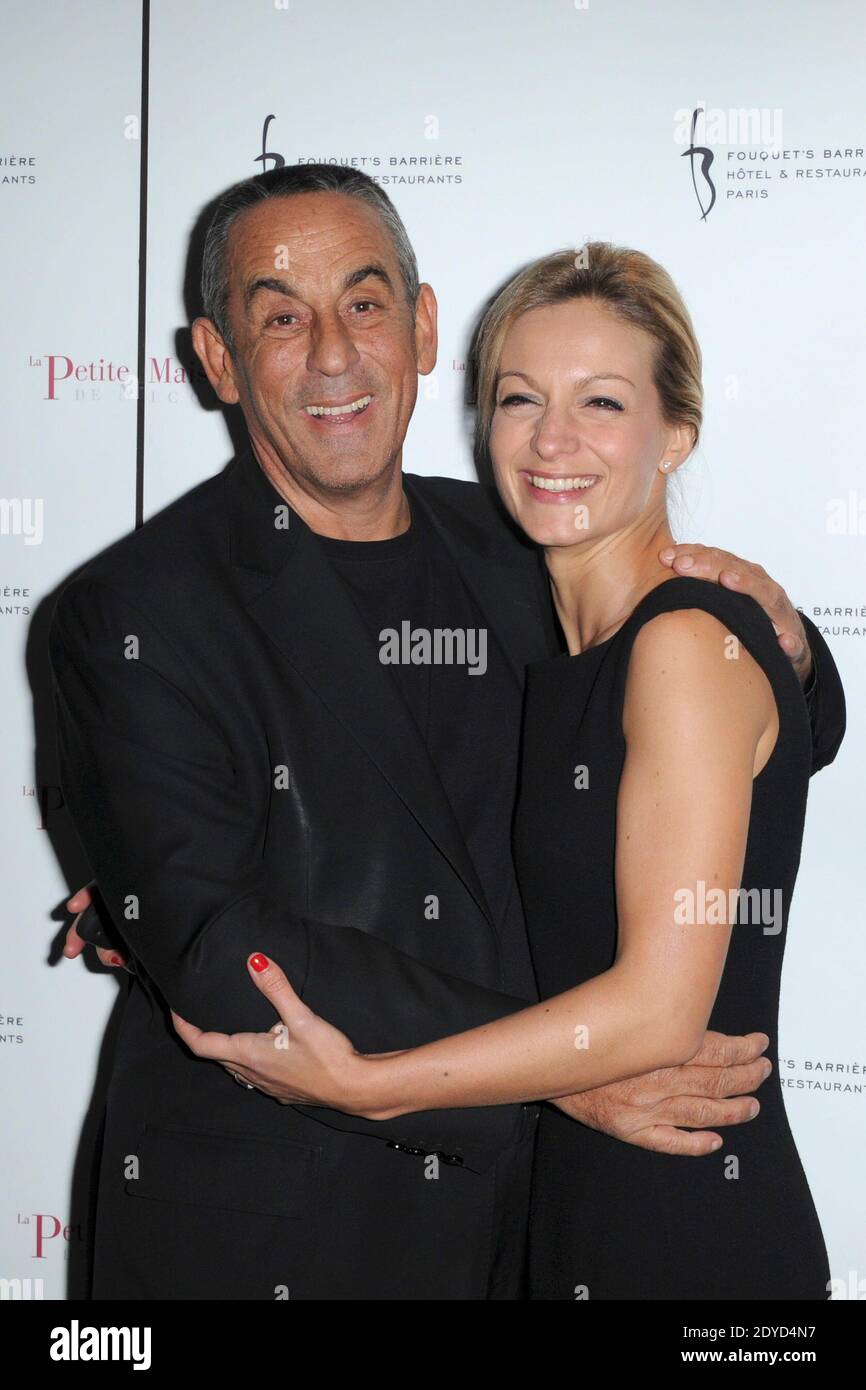Thierry Ardisson et sa petite amie Audrey Crespo-Mara assistent à la fête d'ouverture du nouveau restaurant « la petite Maison de Nicole » à l'hôtel Fouquet's Barriere à Paris, France, le 22 janvier 2013. Photo d'Aurore Marechal/ABACAPRESS.COM Banque D'Images