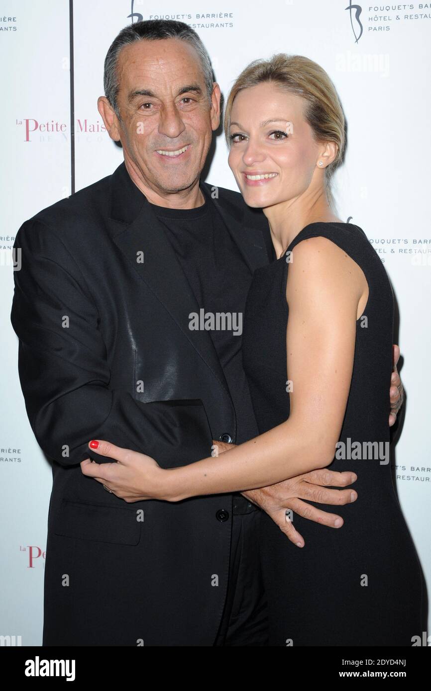 Thierry Ardisson et sa petite amie Audrey Crespo-Mara assistent à la fête d'ouverture du nouveau restaurant « la petite Maison de Nicole » à l'hôtel Fouquet's Barriere à Paris, France, le 22 janvier 2013. Photo d'Aurore Marechal/ABACAPRESS.COM Banque D'Images