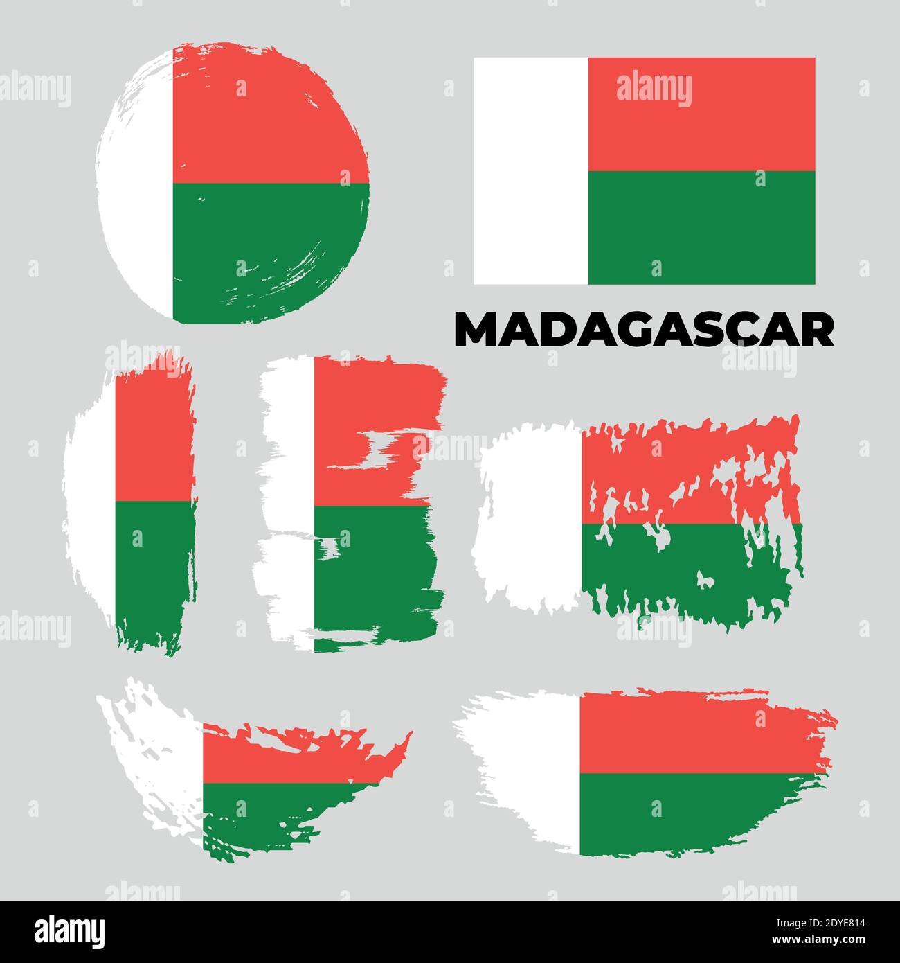 Drapeau officiel national de Madagascar. Symbole patriotique africain Illustration de Vecteur