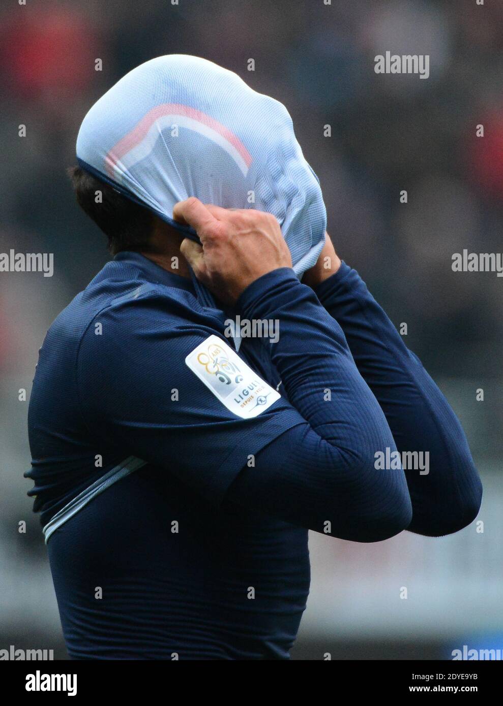Ezequiel Lavezzi du PSG lors du match de football de la première Ligue française, Reims vs Paris Saint-Germain au stade de Reims, France, le 2 mars 2013. Reims a gagné 1-0. Photo de Christian Liewig/ABACAPRESS.COM Banque D'Images