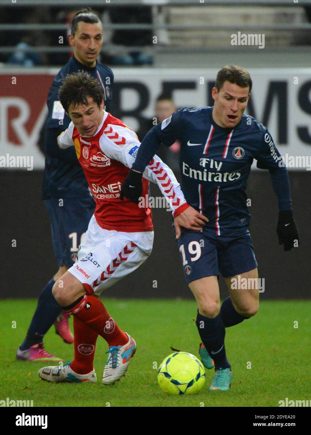 PSG'sKevin Gameiro lors du match de football de la première Ligue française, Reims contre Paris Saint-Germain au stade de Reims, France, le 2 mars 2013. Reims a gagné 1-0. Photo de Christian Liewig/ABACAPRESS.COM Banque D'Images