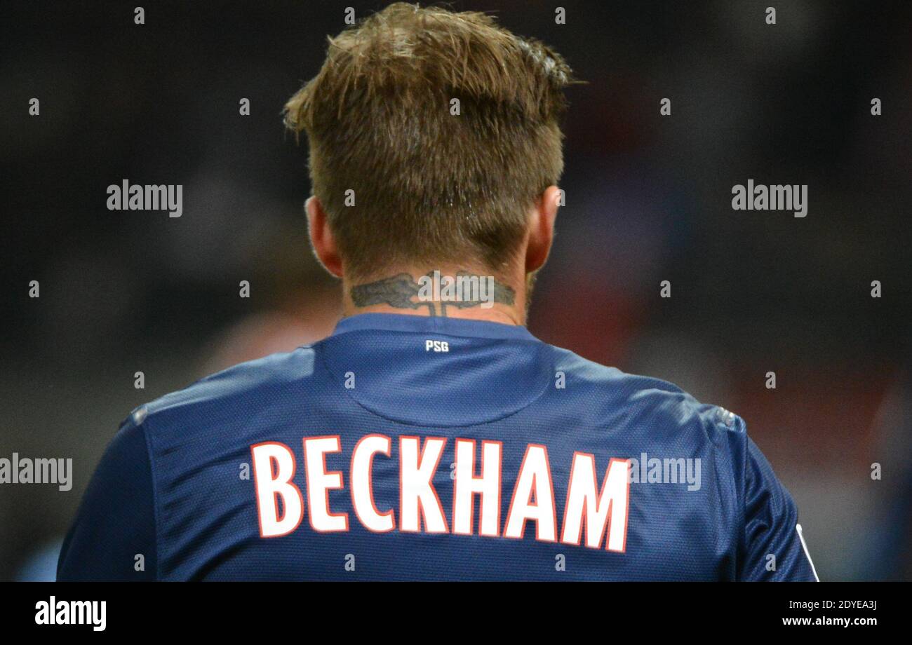 David Beckham du PSG lors du match de football de la première Ligue française, Reims contre Paris Saint-Germain au stade de Reims, France, le 2 mars 2013. Reims a gagné 1-0. Photo de Christian Liewig/ABACAPRESS.COM Banque D'Images