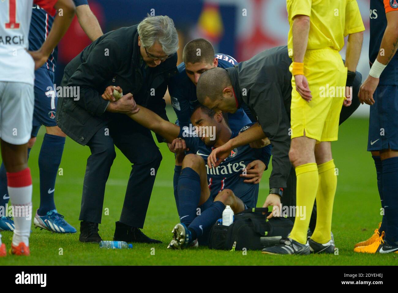 Lucas Moura du PSG lors du match de football de la première Ligue française, PSG contre Nancy à Paris, France, le 9 mars 2013. PSG a gagné 2-1 photo par Henri Szwarc/ABACAPRESS.COM Banque D'Images