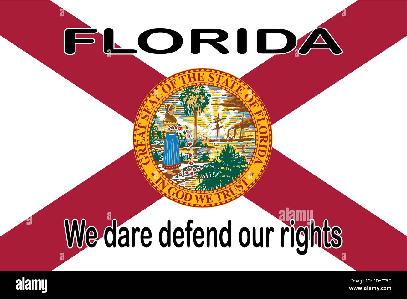 Le drapeau de l'État américain de Floride avec devise Nous osons défendre nos droits Illustration de Vecteur Le drapeau de l'État américain de Floride avec devise Nous osons défendre nos droits Illustration de Vecteur