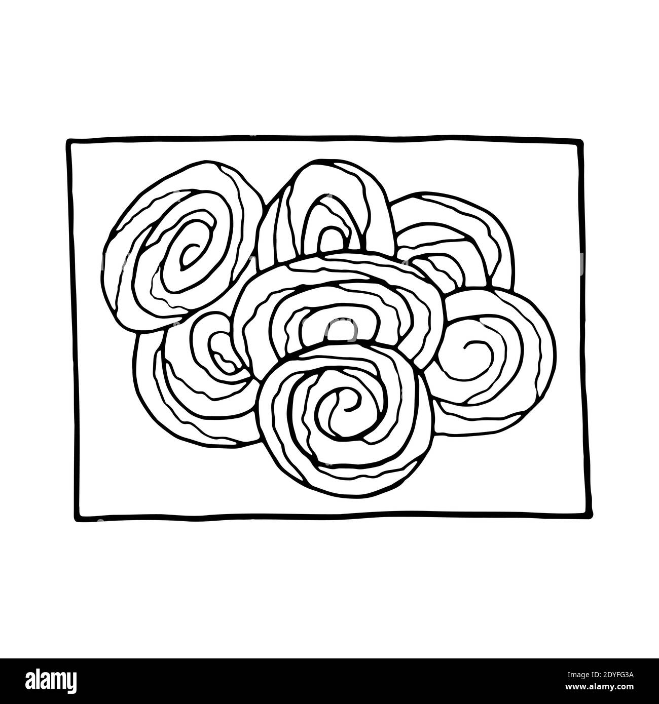 Calebi à deux côtés, dessin à la main. Dessert indien. Design sketch élément pour menu café, restaurant, étiquette et emballage. Illustration sur un backgro blanc Illustration de Vecteur