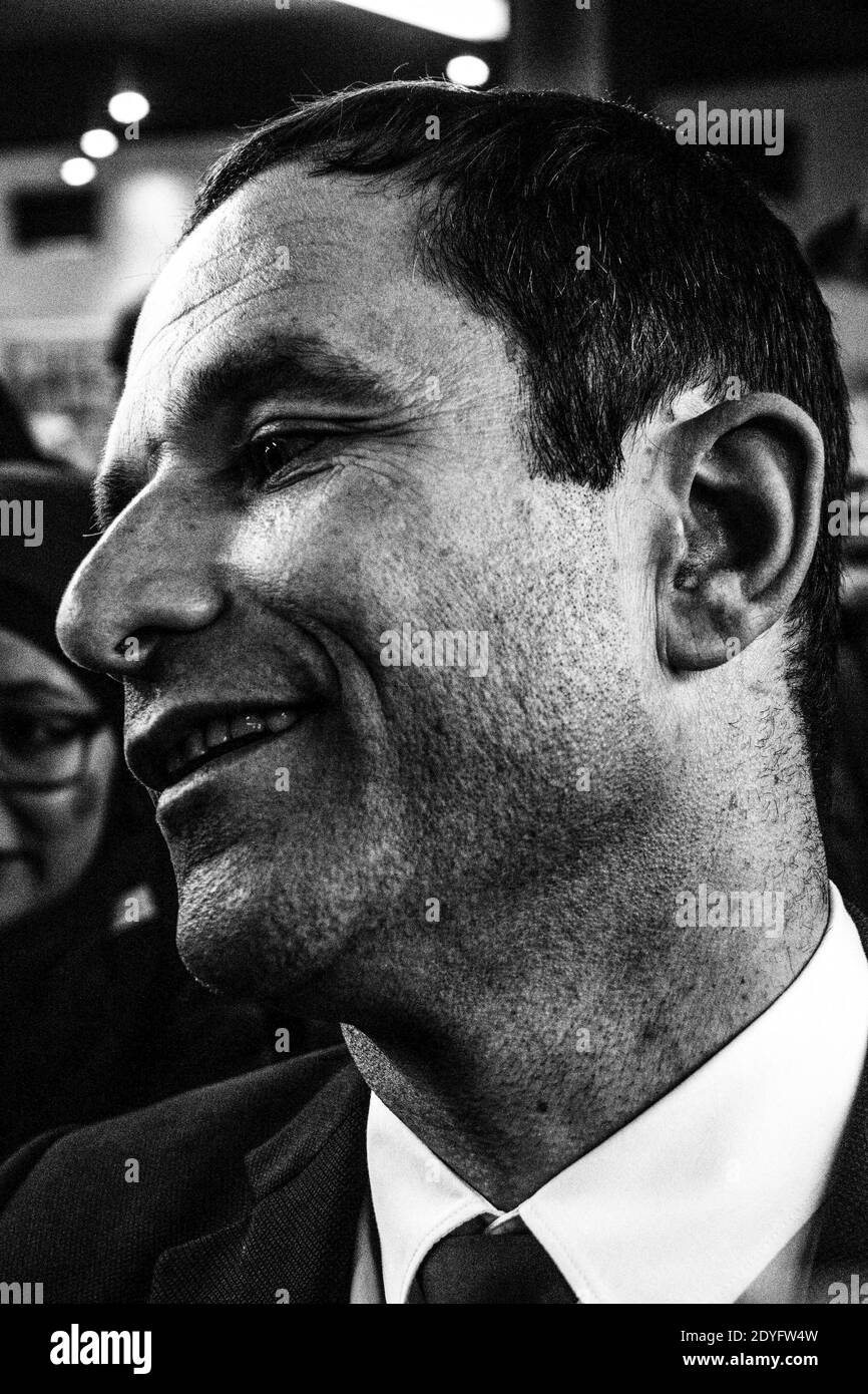 Rencontre de Benoit Hamon à Rennes. Rennes, dans le cadre de sa campagne pour l'élection présidentielle de 2017, Benoit HAMON, candidat du Parti socialiste Banque D'Images