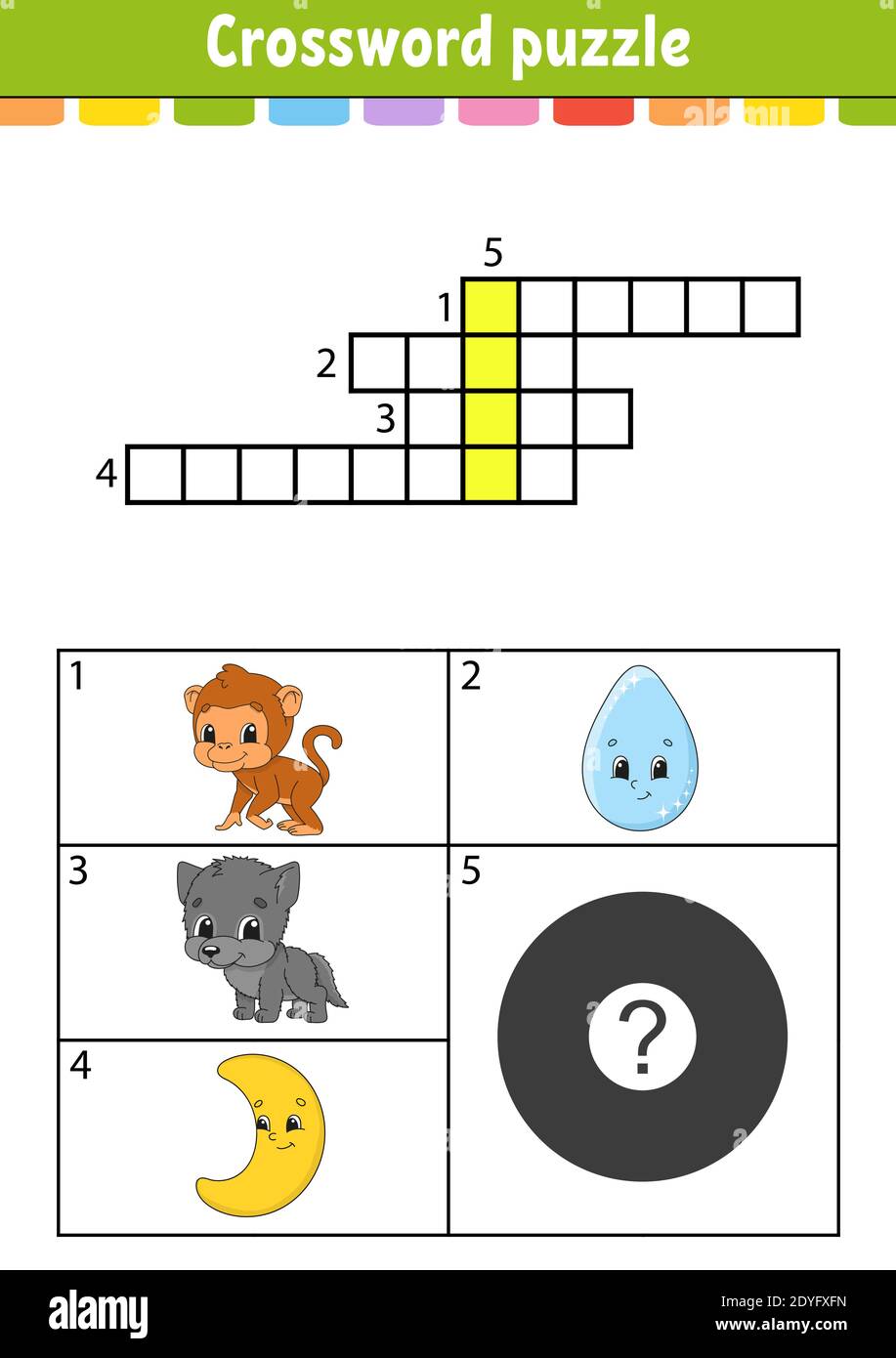 Casse-tête à mots croisés. Feuille de travail de développement de  l'éducation. Page d'activité pour l'étude en anglais. Avec des images  couleur. Jeu pour enfants. Illustrateur de vecteur isolé Image Vectorielle  Stock -