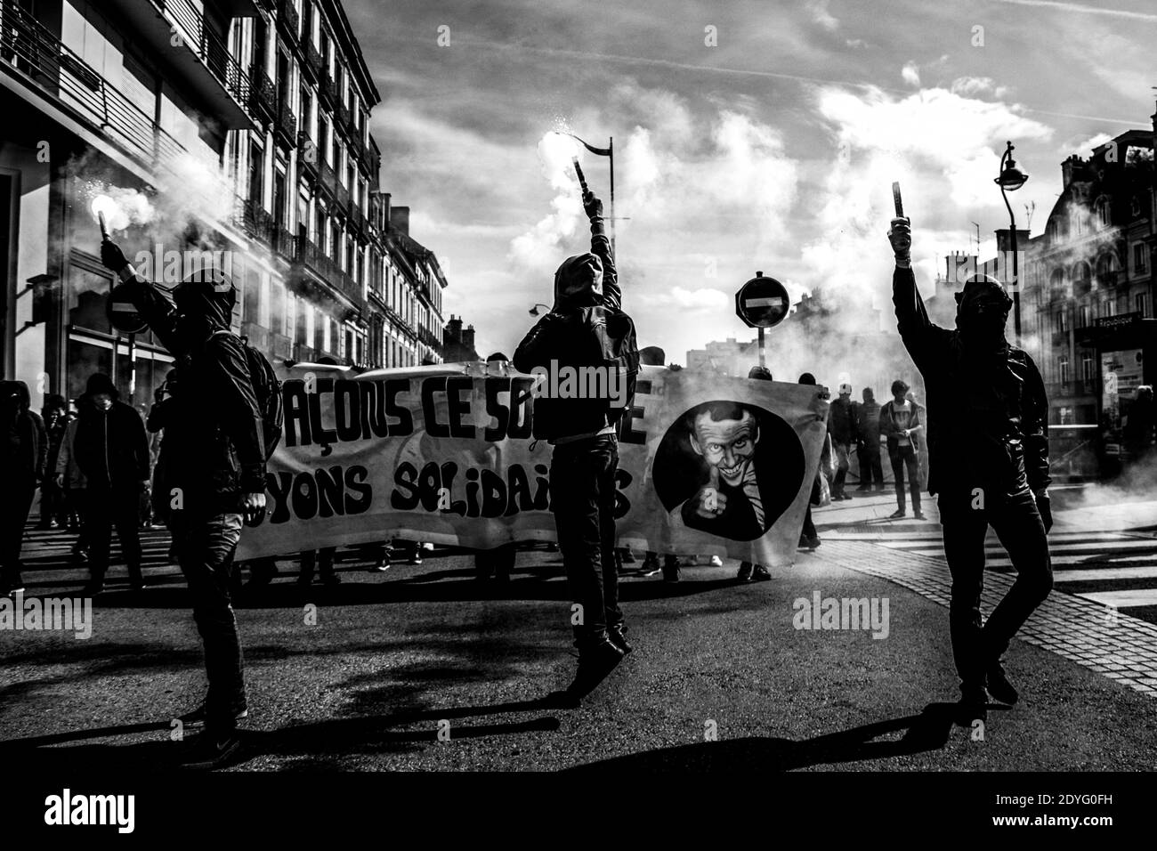 FRA - RENNES - MANIFESTATION CONTRE LA NOUVELLE LOI DU TRAVAIL. Rennes, 21 septembre 2017, manifestation contre la nouvelle loi du travail. FRA - RENNES - MANIFESTAT Banque D'Images