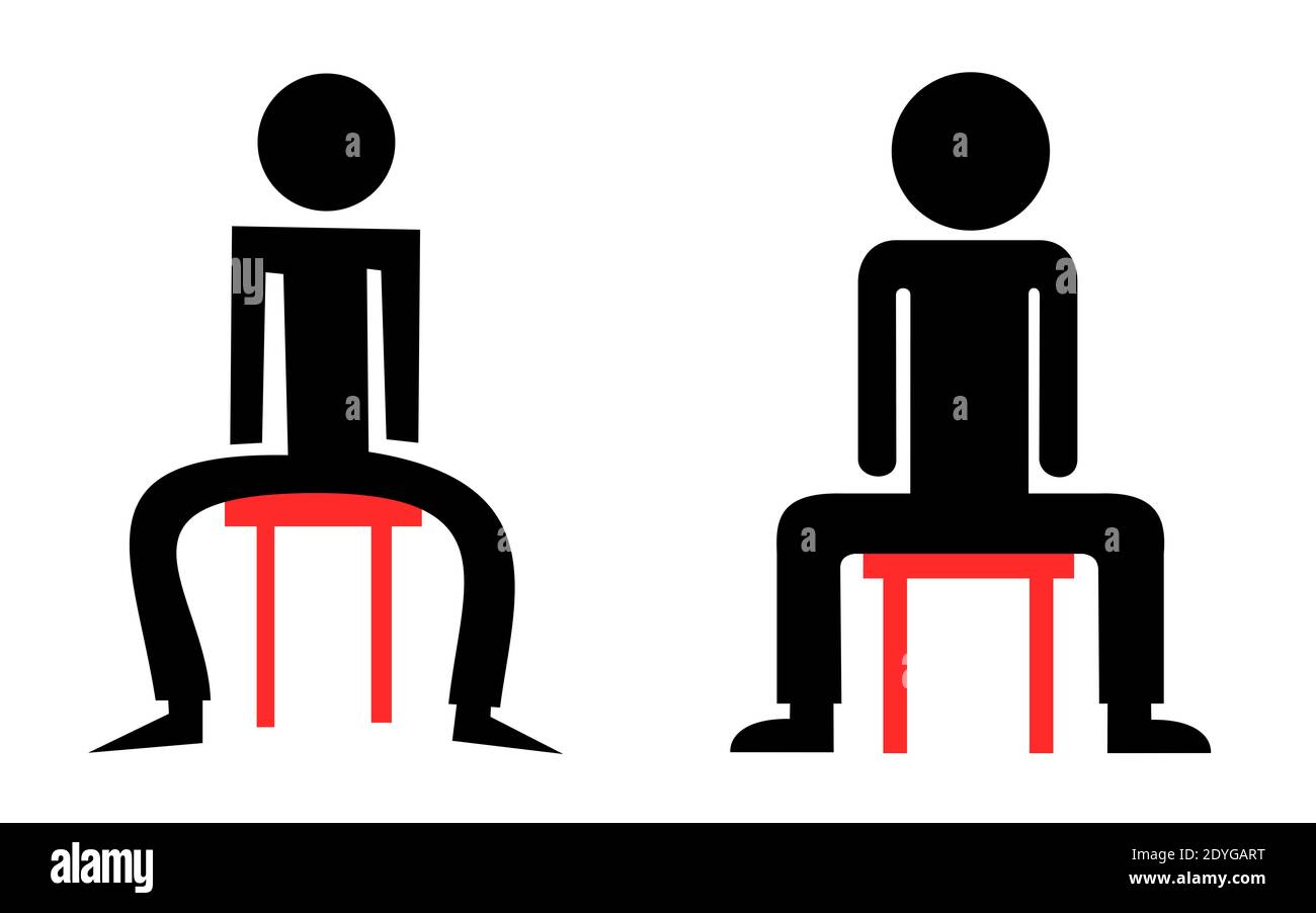 Maniant et maniant - homme assis avec les jambes écartées larges. Comportement masculin et impoli et impropre sur la chaise et le siège. Empiétement masculin dominant Banque D'Images