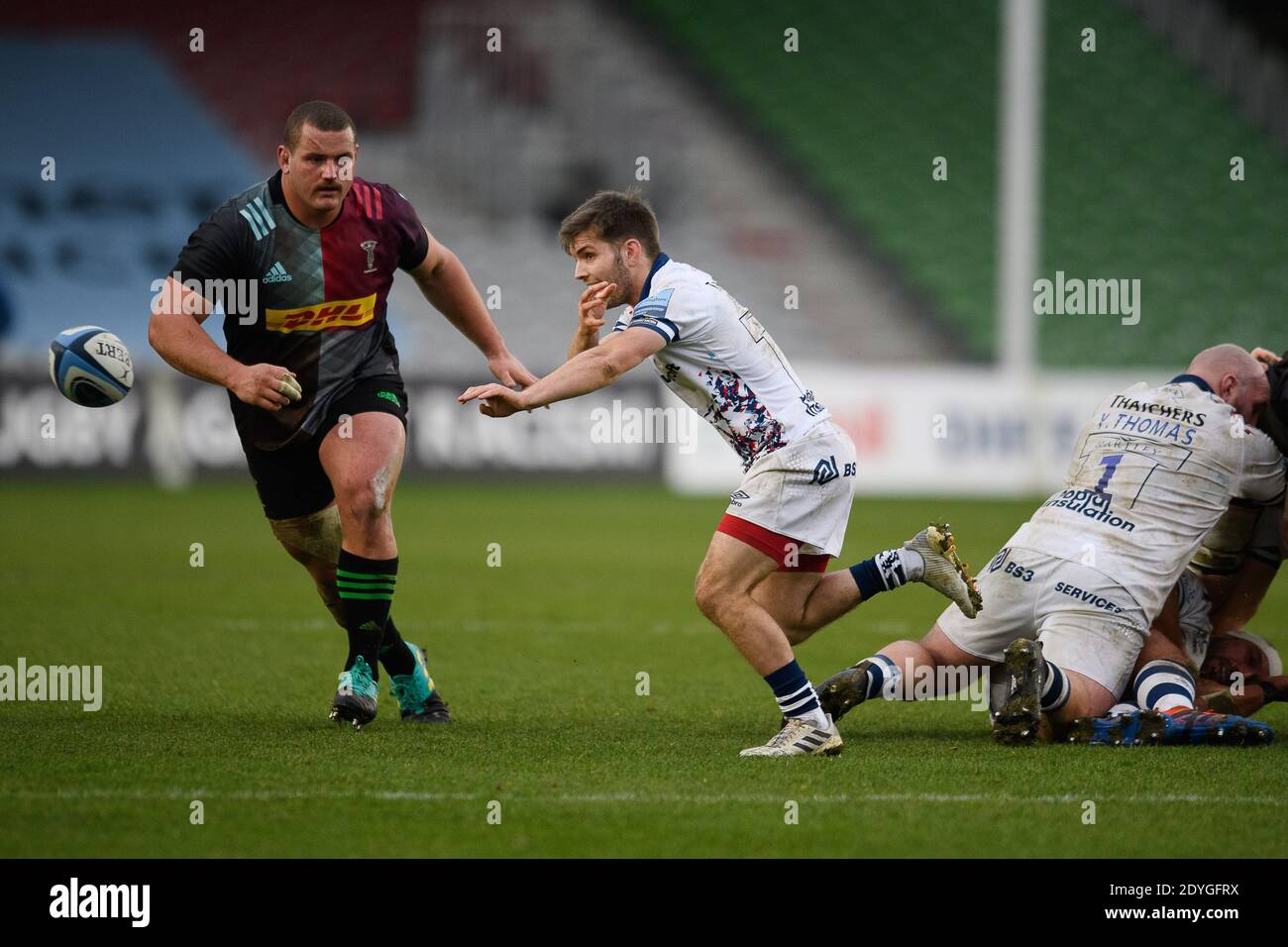 LONDRES, ROYAUME-UNI. 26 décembre 2020. Harry Randal de Bristol est en action lors du match de rugby Gallagher Premiership Round 4 entre Harlequins vs Bristol Bears au stade Twickenham Stoop, le samedi 26 décembre 2020. LONDRES, ANGLETERRE. Credit: Taka G Wu/Alay Live News Banque D'Images