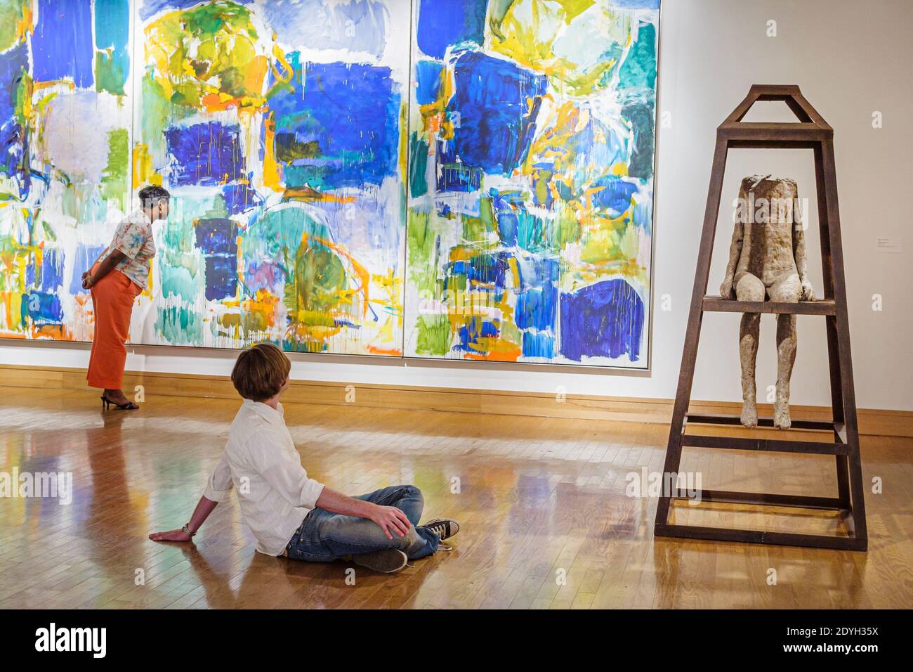 Birmingham Alabama, Musée d'art galerie d'art, exposition collection peinture contemporaine étudiant aspect Noir femme visiteur femelle, intérieur Banque D'Images