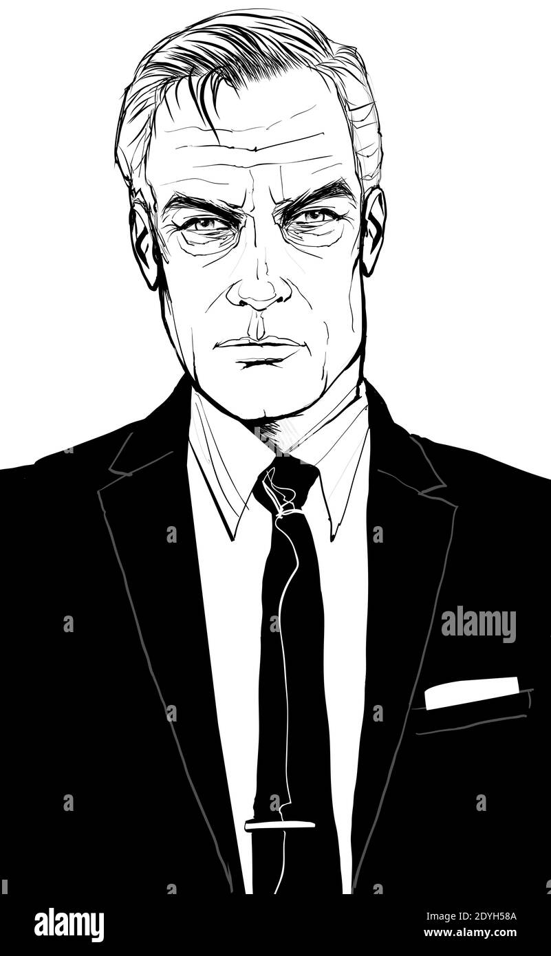 Portrait imaginaire d'un homme d'affaires mature en costume et cravate - illustration vectorielle Illustration de Vecteur