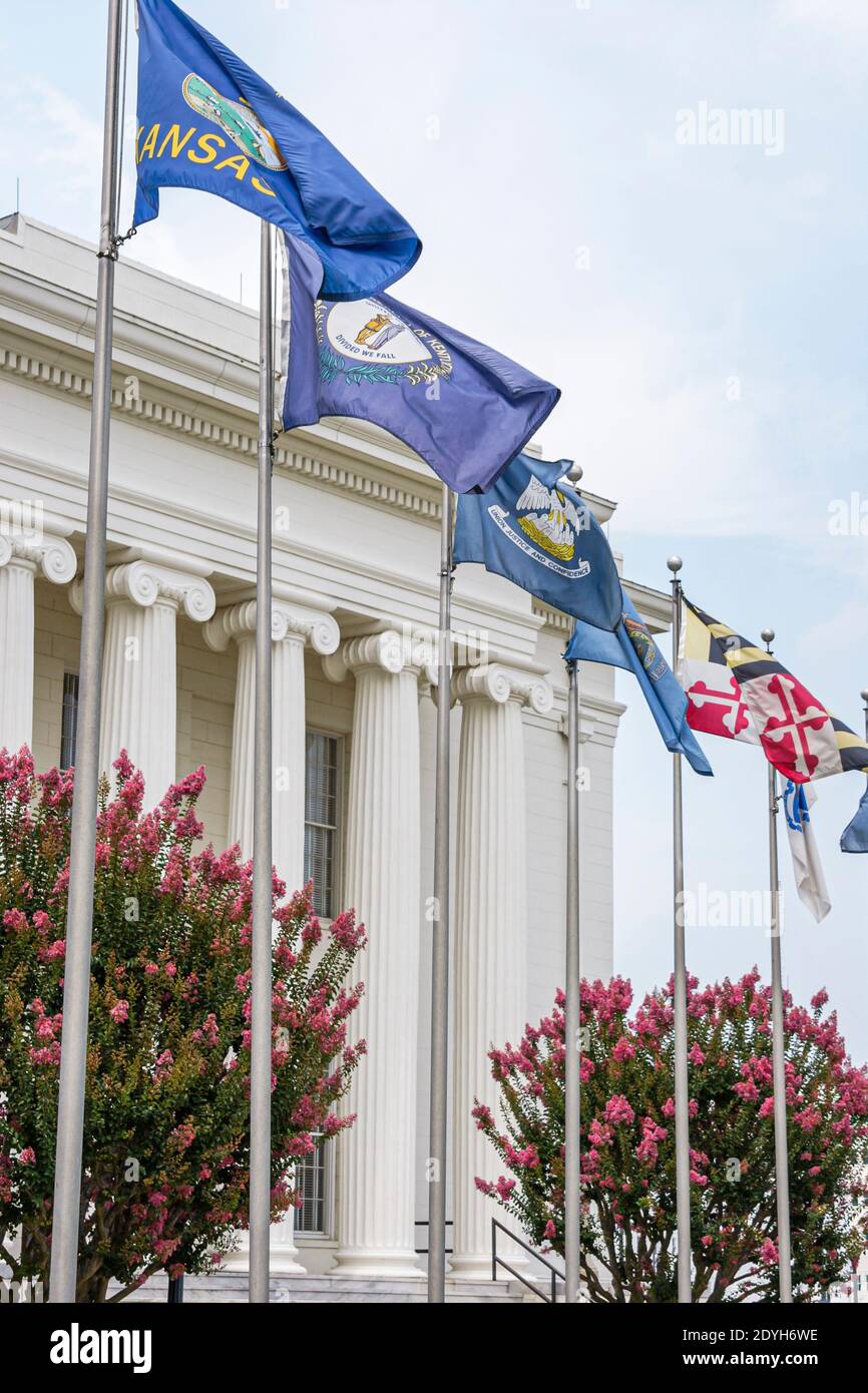 Alabama Montgomery State Capitol Building, Circle of Flags US States, Banque D'Images