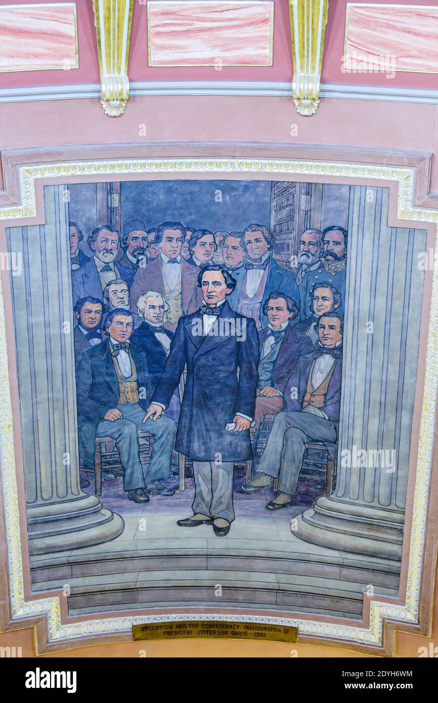 Alabama Montgomery State Capitol bâtiment, rotunda murale histoire peinture art, Banque D'Images