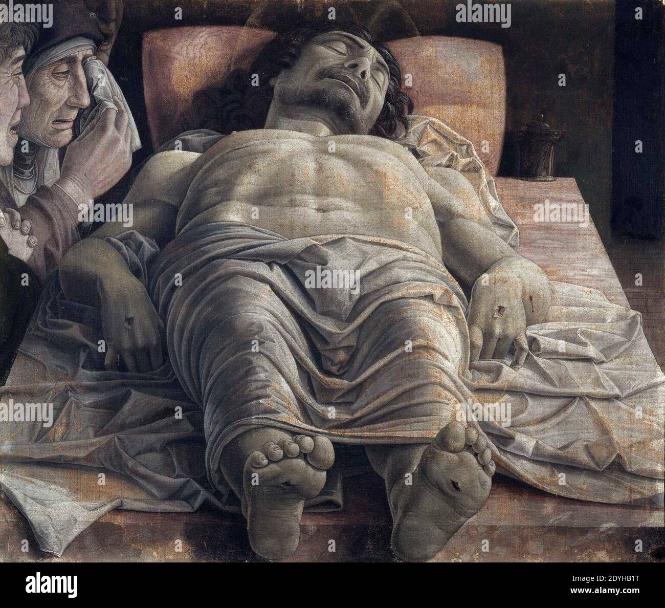 Lamentación sobre Cristo muerto, por Andrea Mantegna. Banque D'Images