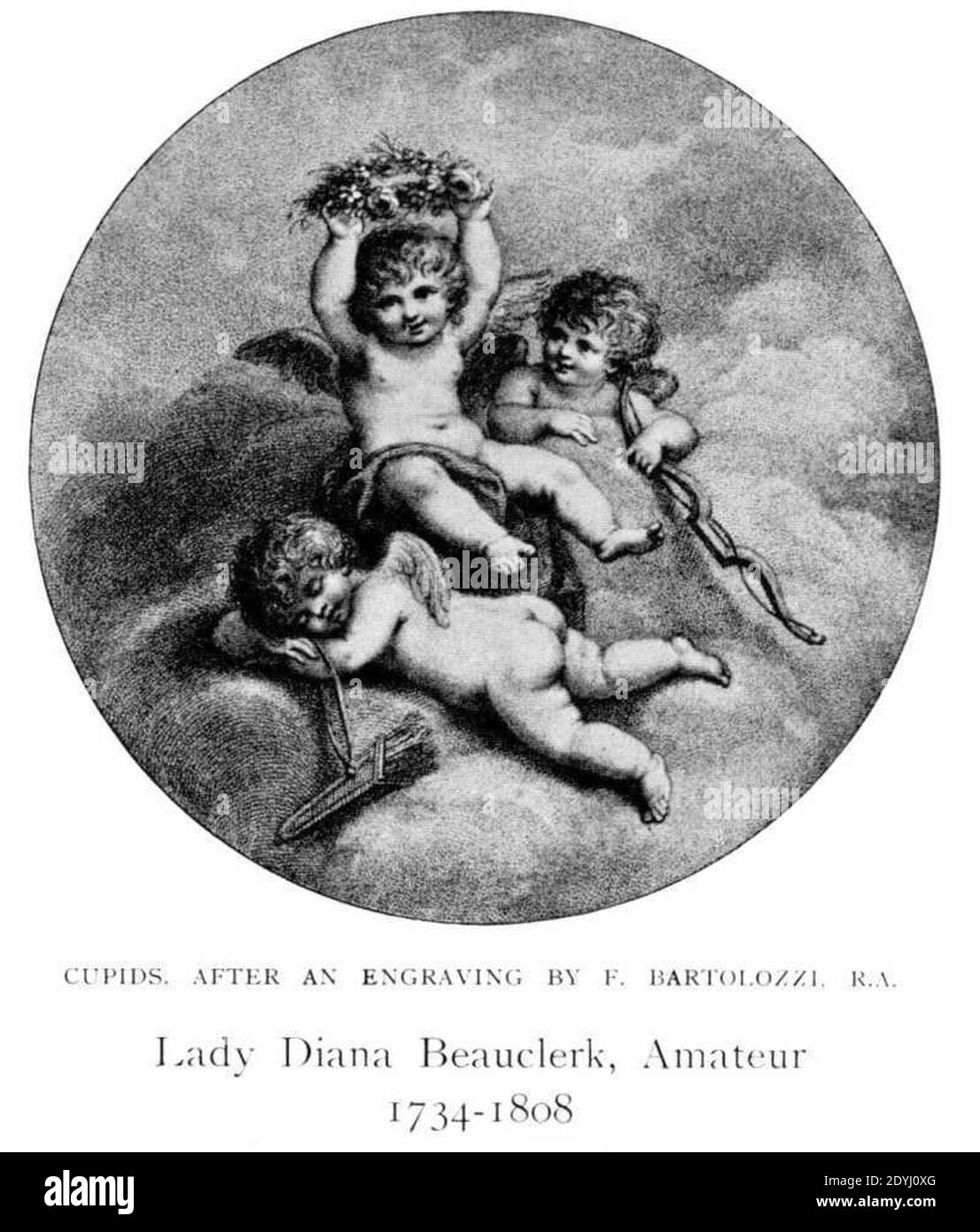 Lady Diana Beauclere - Cupids après une gravure de Bartolozzi. Banque D'Images