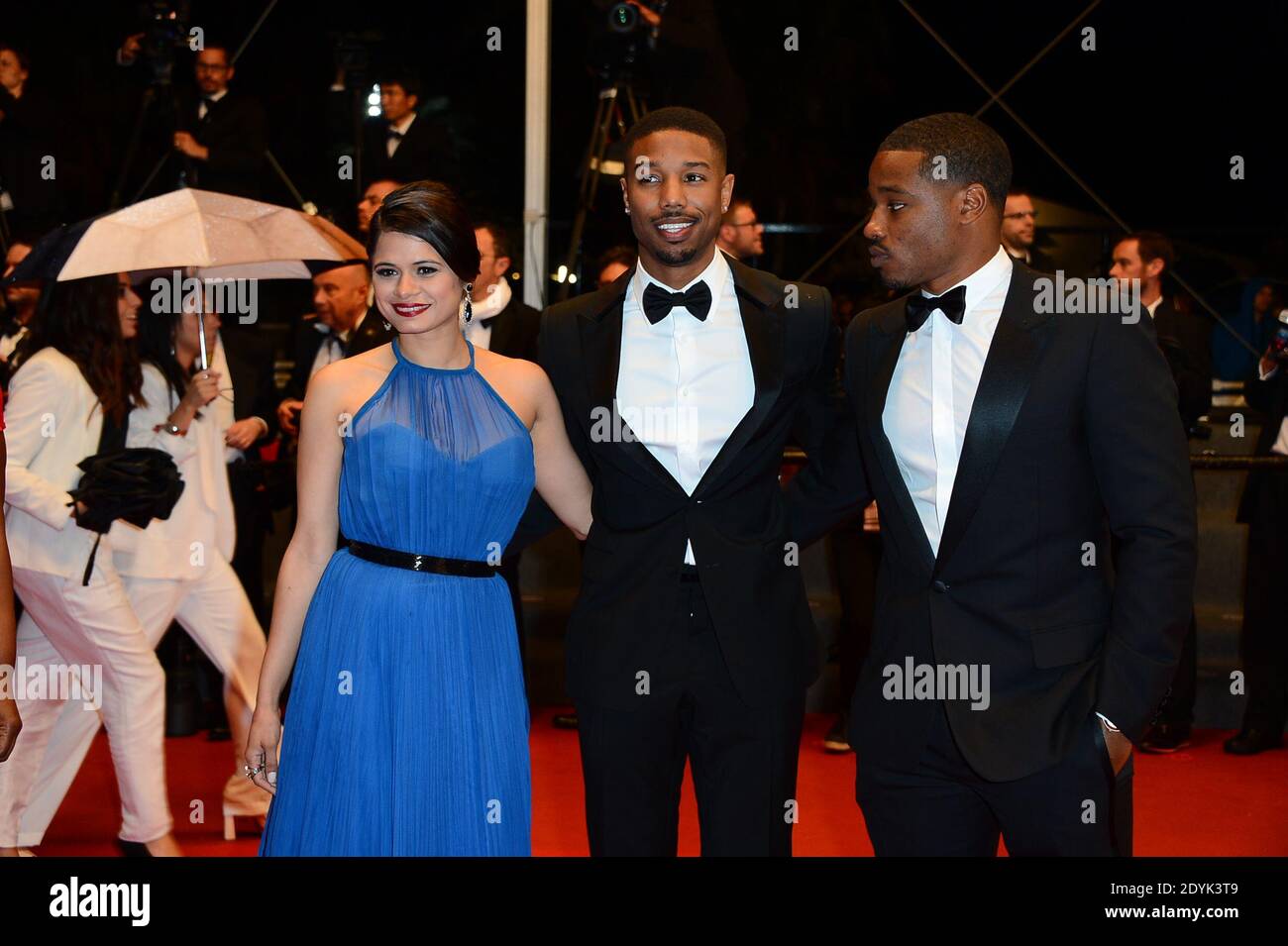 Michael B. Jordan, le réalisateur Ryan Coogler et Melonie Diaz arrivent à la projection du film 'Fruitvale Station', qui s'est tenu au Palais des Festivals dans le cadre du 66e festival du film de Cannes, le 16 mai 2013. Photo de Nicolas Briquet/ABACAPRESS.COM Banque D'Images