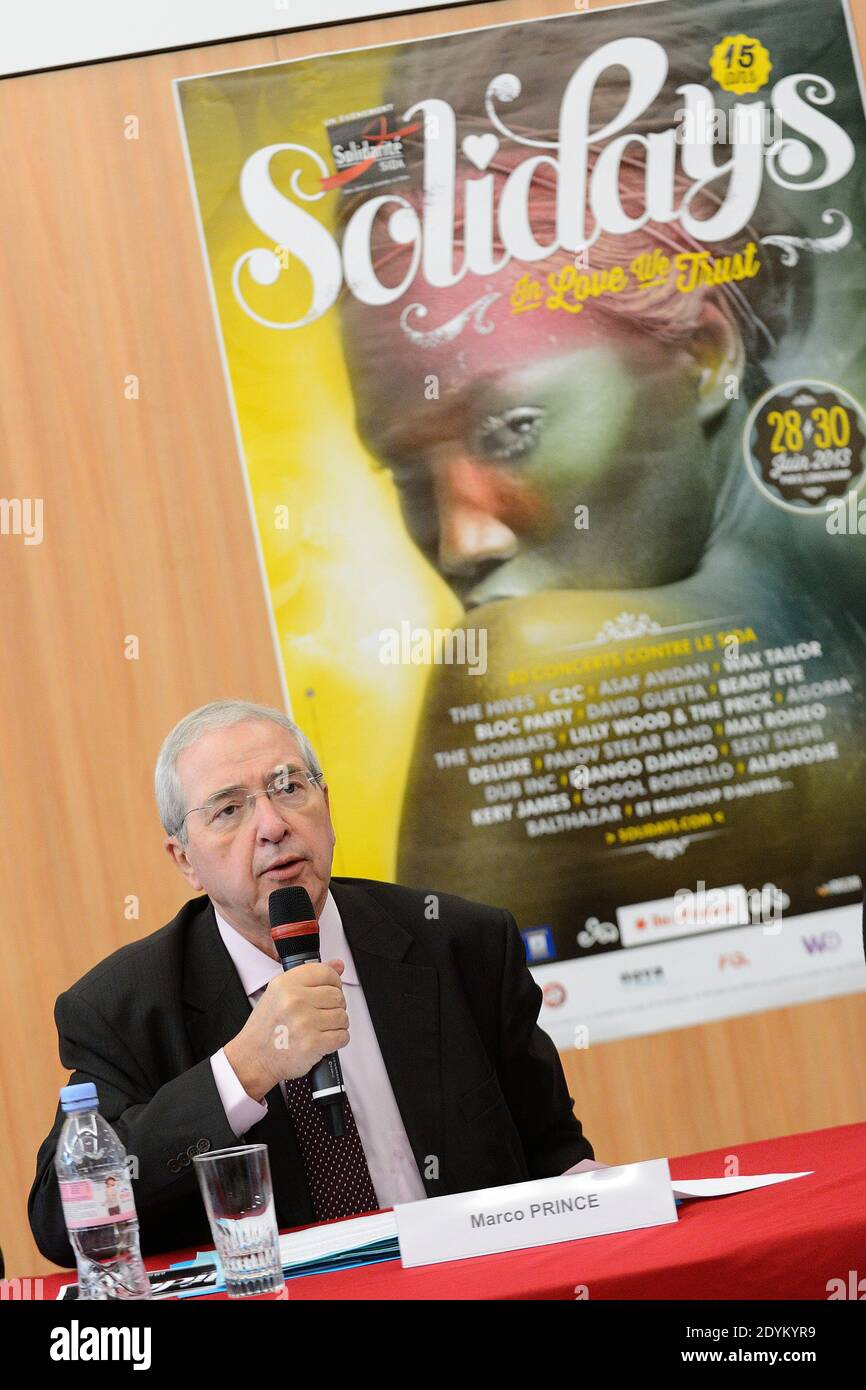 Jean-Paul Huchon assiste à une conférence de presse sur le 'Solidays 2013'  à Paris, France, le 29 mai 2013. Photo de Nicolas Briquet/ABACAPRESS.COM  Photo Stock - Alamy