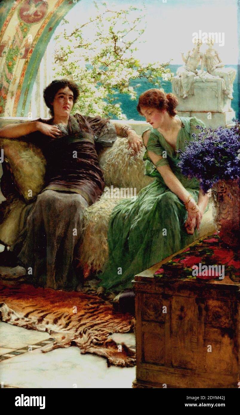 Lawrence Alma-Tadema-unWelcome-Confidences-1902. Banque D'Images