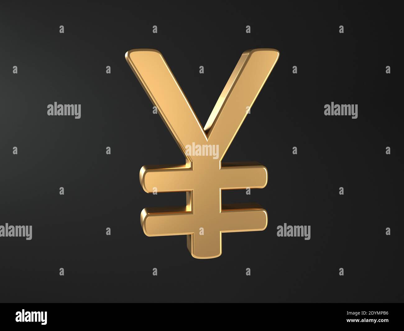 Symbole yen japonais - texte doré - devise japonaise - 3D علامة الين الياباني Banque D'Images