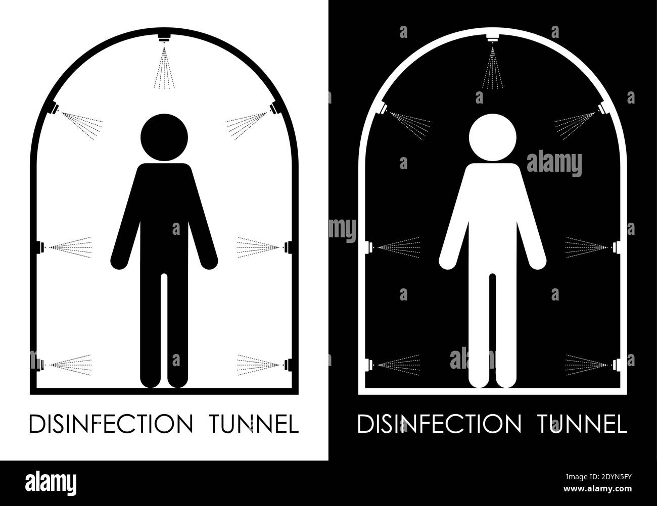 icône tunnel pour la désinfection et le traitement des personnes en danger biologique. Lutte contre les virus et les caractéristiques. Prévenir la propagation de la maladie. VVecto Illustration de Vecteur