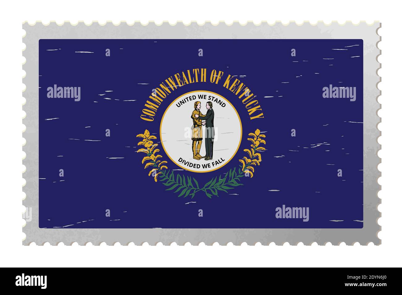 Drapeau Kentucky USA sur l'ancien timbre-poste, vecteur Illustration de Vecteur