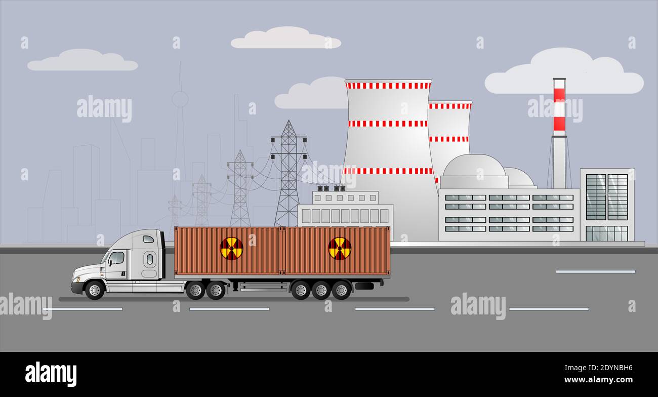 Transport de combustible nucléaire usé. Illustration de Vecteur