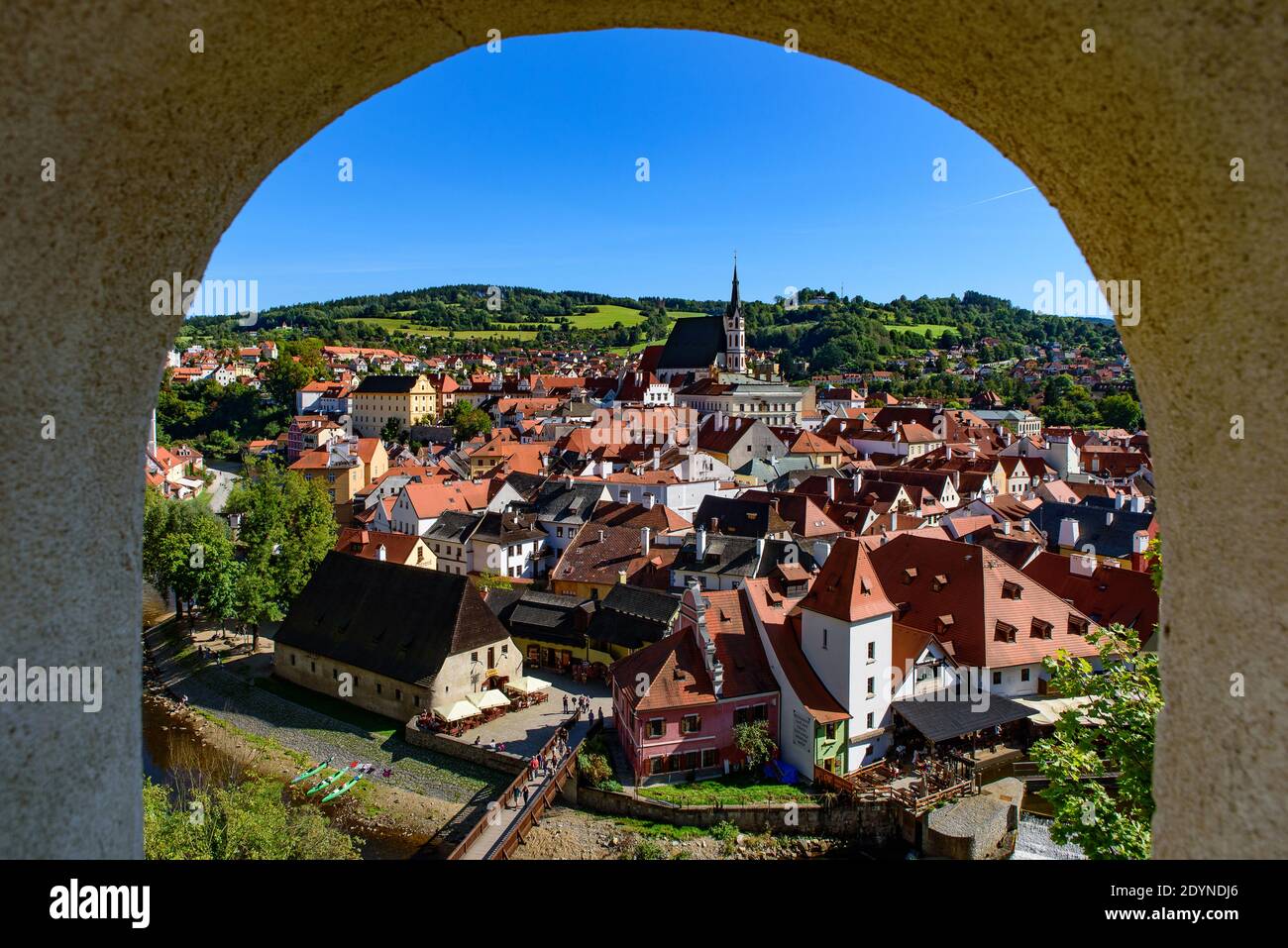 Panorama de Český Krumlov en République tchèque Banque D'Images
