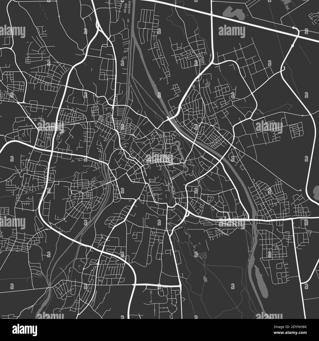 Carte de la ville urbaine d'Augsbourg. Illustration vectorielle, affiche graphique Augsburg Map en niveaux de gris. Carte des rues avec vue sur les routes et la région métropolitaine. Illustration de Vecteur