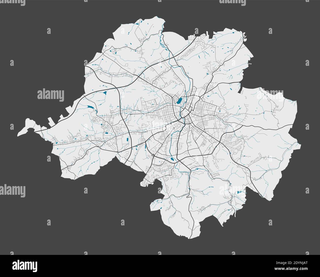 Carte de Chemnitz. Plan détaillé du quartier administratif de Chemnitz. Panorama urbain. Illustration vectorielle libre de droits. Carte avec autoroutes, stre Illustration de Vecteur