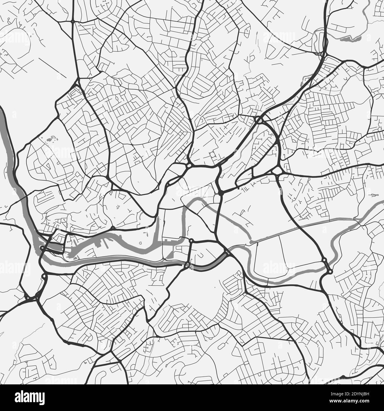 Carte de la ville urbaine de Bristol. Illustration vectorielle, poster Bristol Map en niveaux de gris. Carte des rues avec vue sur les routes et la région métropolitaine. Illustration de Vecteur