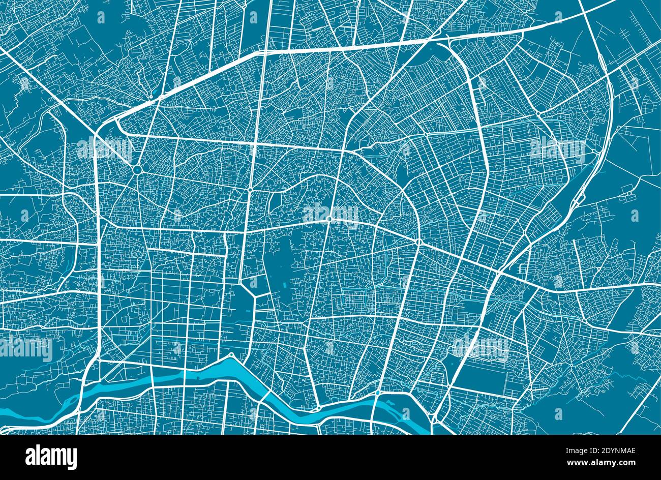 Carte détaillée de la zone administrative de la ville d'Isfahan. Illustration vectorielle libre de droits. Panorama urbain. Carte touristique graphique décorative d'Isfahan terr Illustration de Vecteur