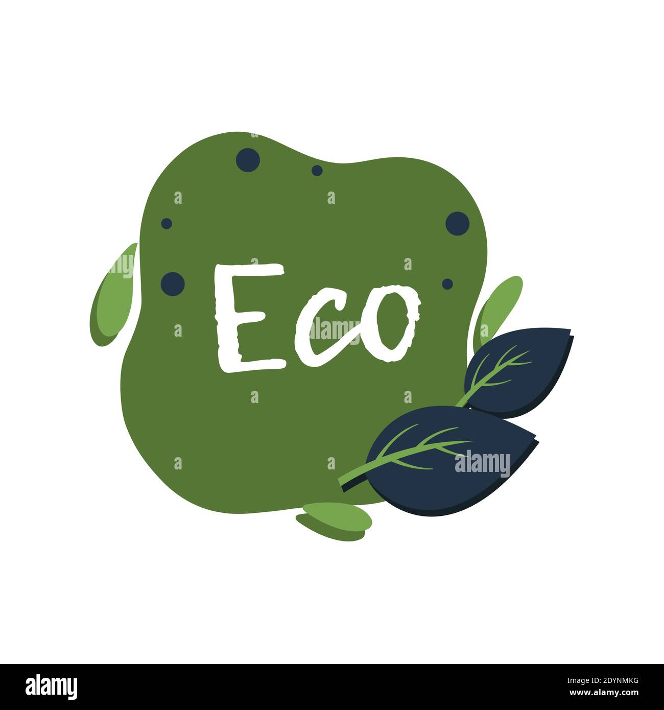 Label vert écologique avec arbre à feuilles. Mangez le timbre veggie naturel, produit sain et frais, illustration vectorielle Illustration de Vecteur