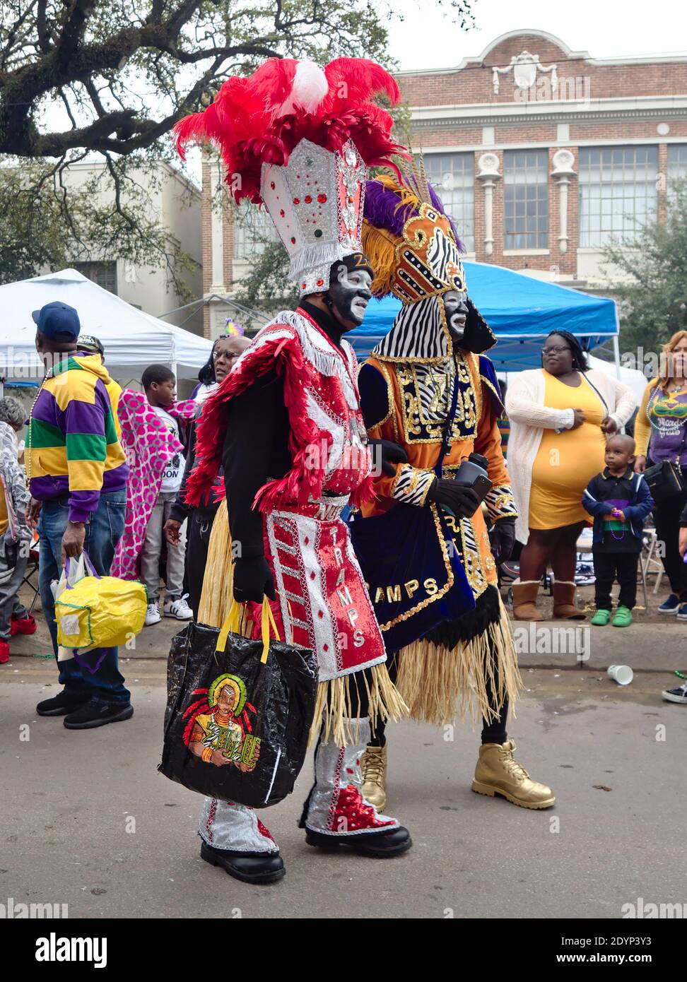 La Nouvelle-Orléans, Louisiane, États-Unis - 25 février 2020 : les gens célèbrent Mardi gras lors du traditionnel défilé de Zulu, l'un des principaux défilés de la ville. Banque D'Images