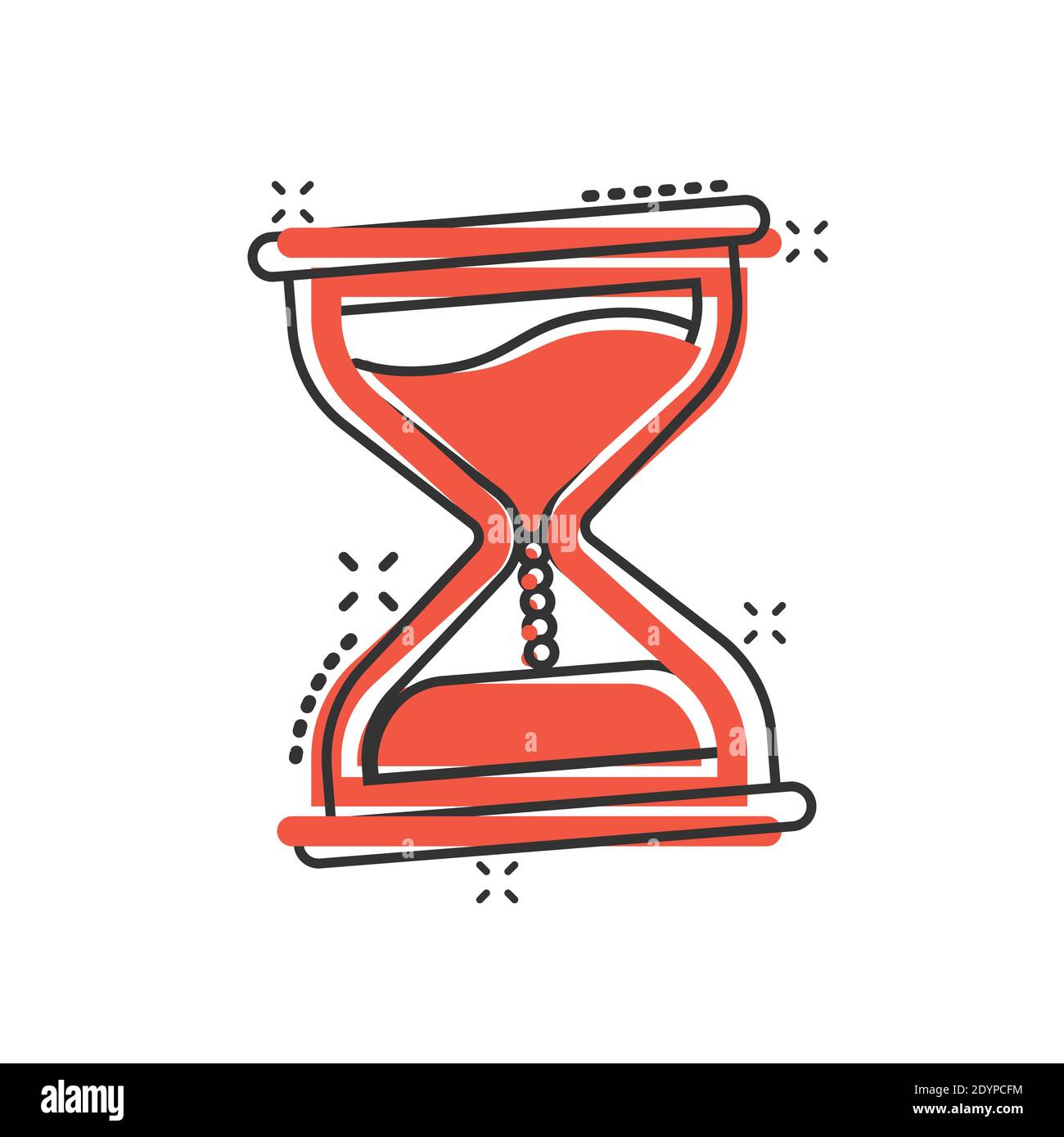 Icône HourGlass dans le style comique. Illustration vectorielle de dessin animé en verre de sable sur fond blanc isolé. Concept d'entreprise effet projection horloge. Illustration de Vecteur