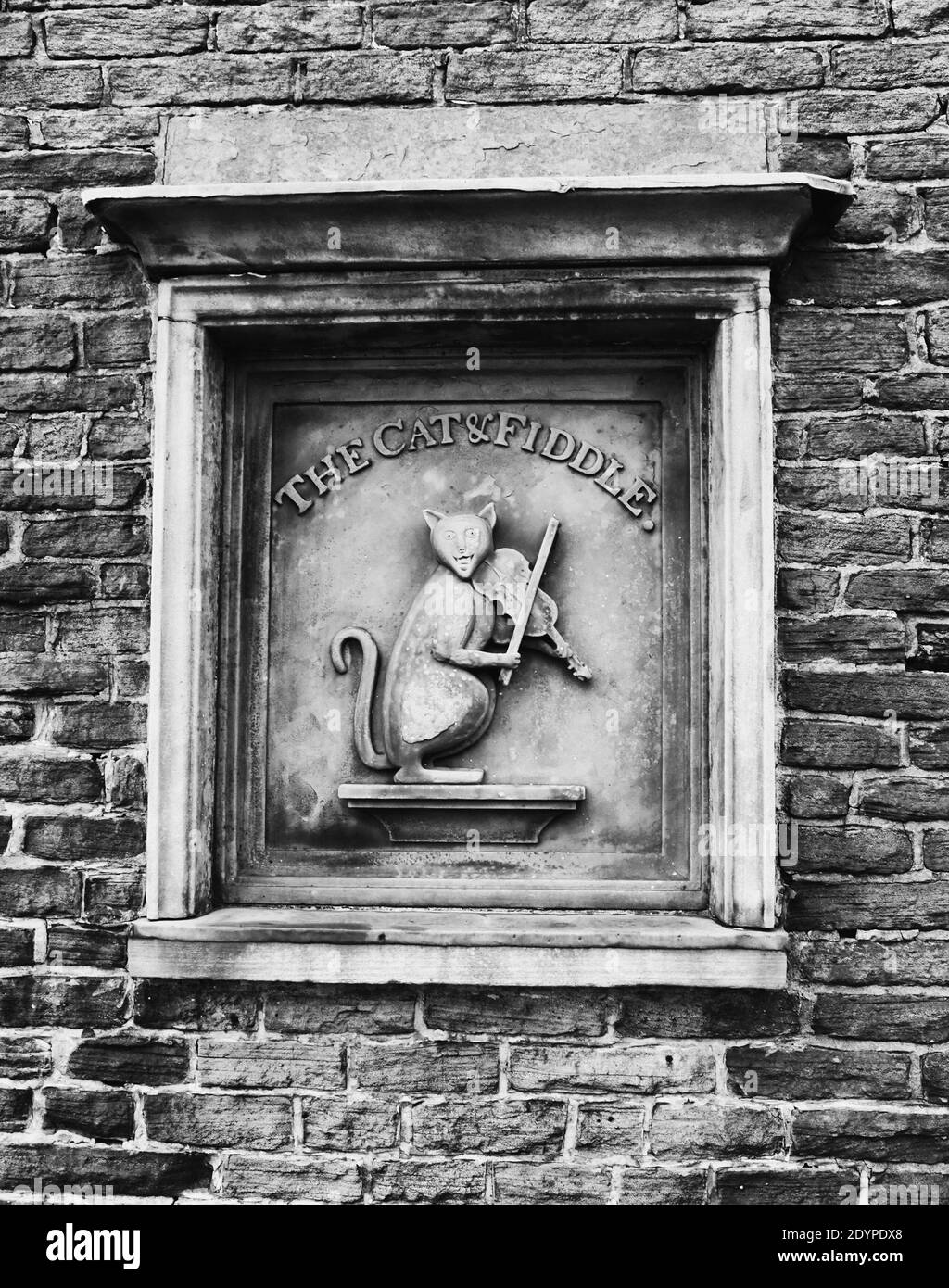 Cat & Fiddle , public House , signalisation Stone Banque D'Images