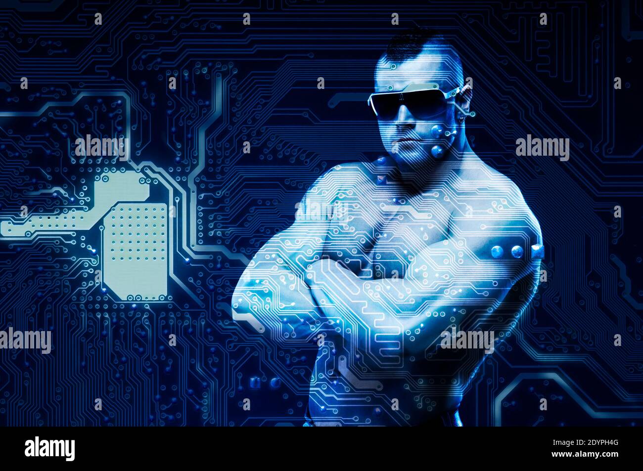 Accès refusé ! Concept de cyber-sécurité avec l'être numérique - sentinelle - protéger vos données dans la réalité virtuelle. Protection du réseau, des données et de la confidentialité Banque D'Images