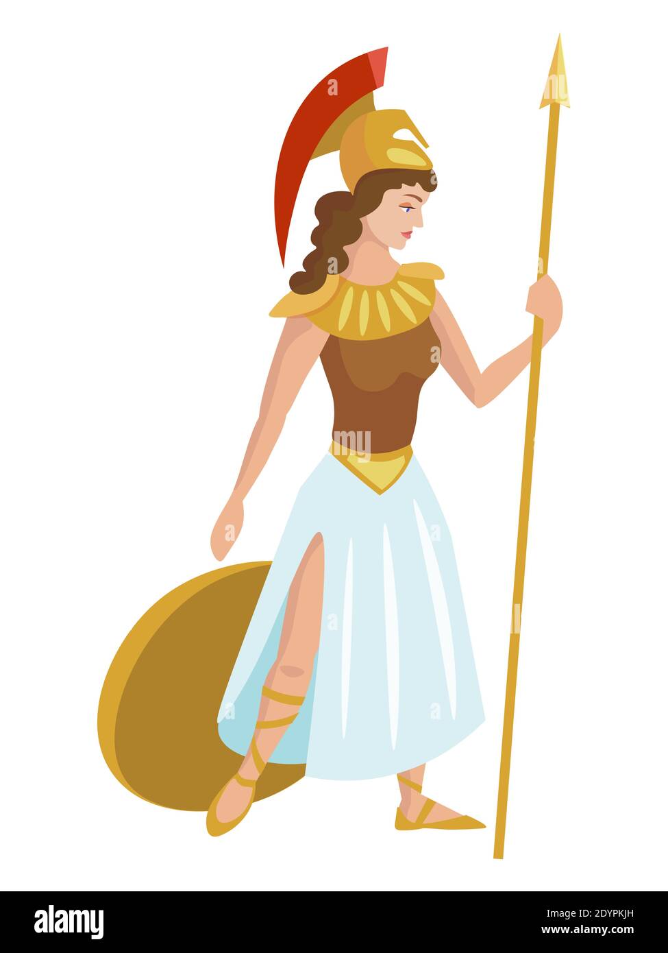 La déesse olympique Athena Pallada avec shild Illustration de Vecteur