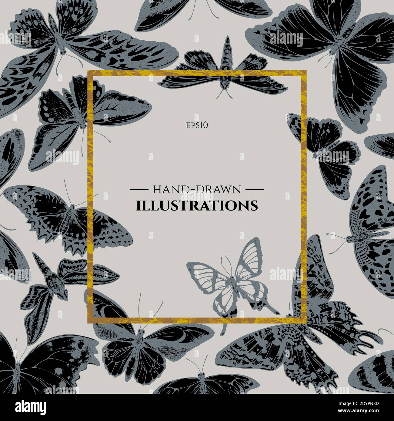 Écusson sur le motif avec tigre Uni, rajah brooke, papillio torquatus, papillon à queue d'oiseau Illustration de Vecteur