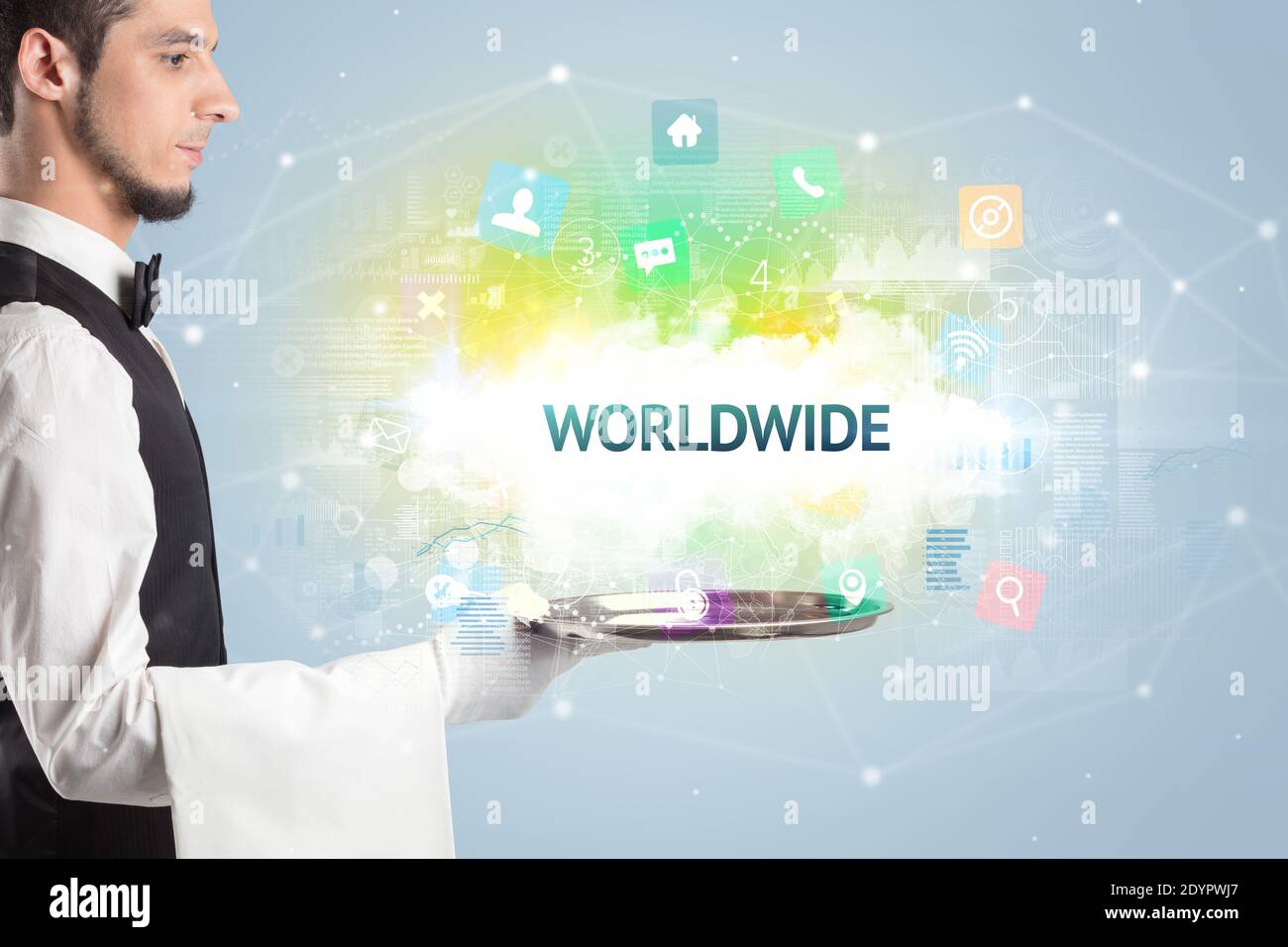 Serveur servant le concept de réseau social avec inscription DANS LE MONDE ENTIER Banque D'Images