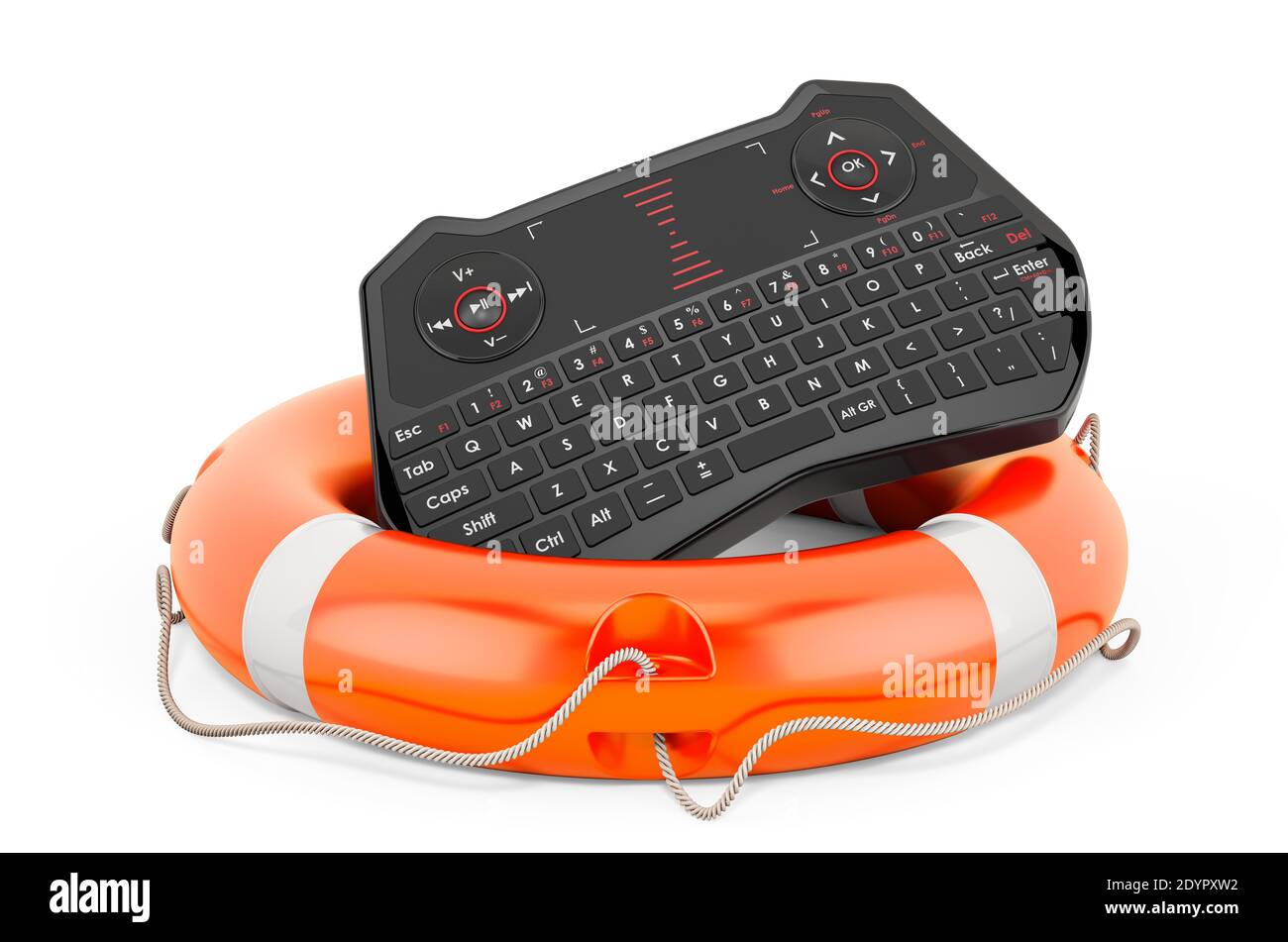 Réparation et service du mini-clavier d'ordinateur, rendu 3D isolé sur fond blanc Banque D'Images