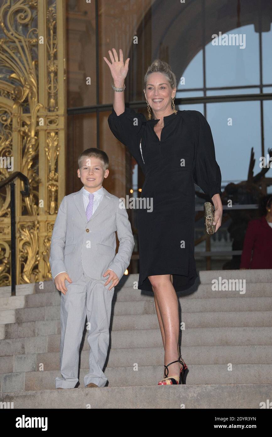 Sharon Stone et son fils Roan Joseph Bronstein assistent au dîner de Findi dans le cadre de la semaine de la mode haute-Couture de Paris, qui s'est tenue au petit Palais à Paris, en France, le 3 juillet 2013. Photo de Nicolas Briquet/ABACAPRESS.COM Banque D'Images