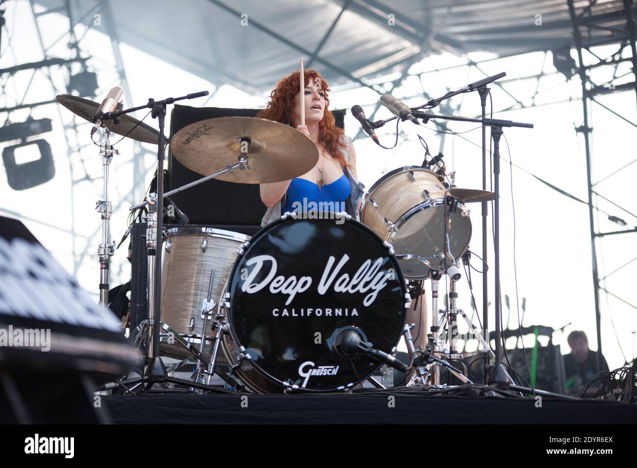 Deap Vally se produit lors du Festival de musique Eurockeennes, à Belfort, en France, le 5 juillet 2013. Photo de Romain BoE/ABACAPRESS.COM Banque D'Images