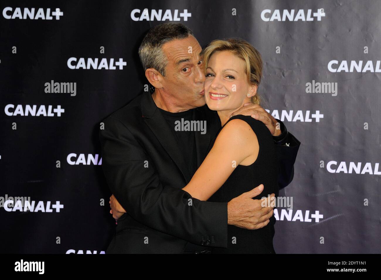 Thierry Ardisson , Audrey Crespo-Mara participant à la fête Canal plus qui s'est tenue au Club électrique de Paris, France, le 28 août 2013. Photo d'Alban Wyters/ABACAPRESS.COM Banque D'Images