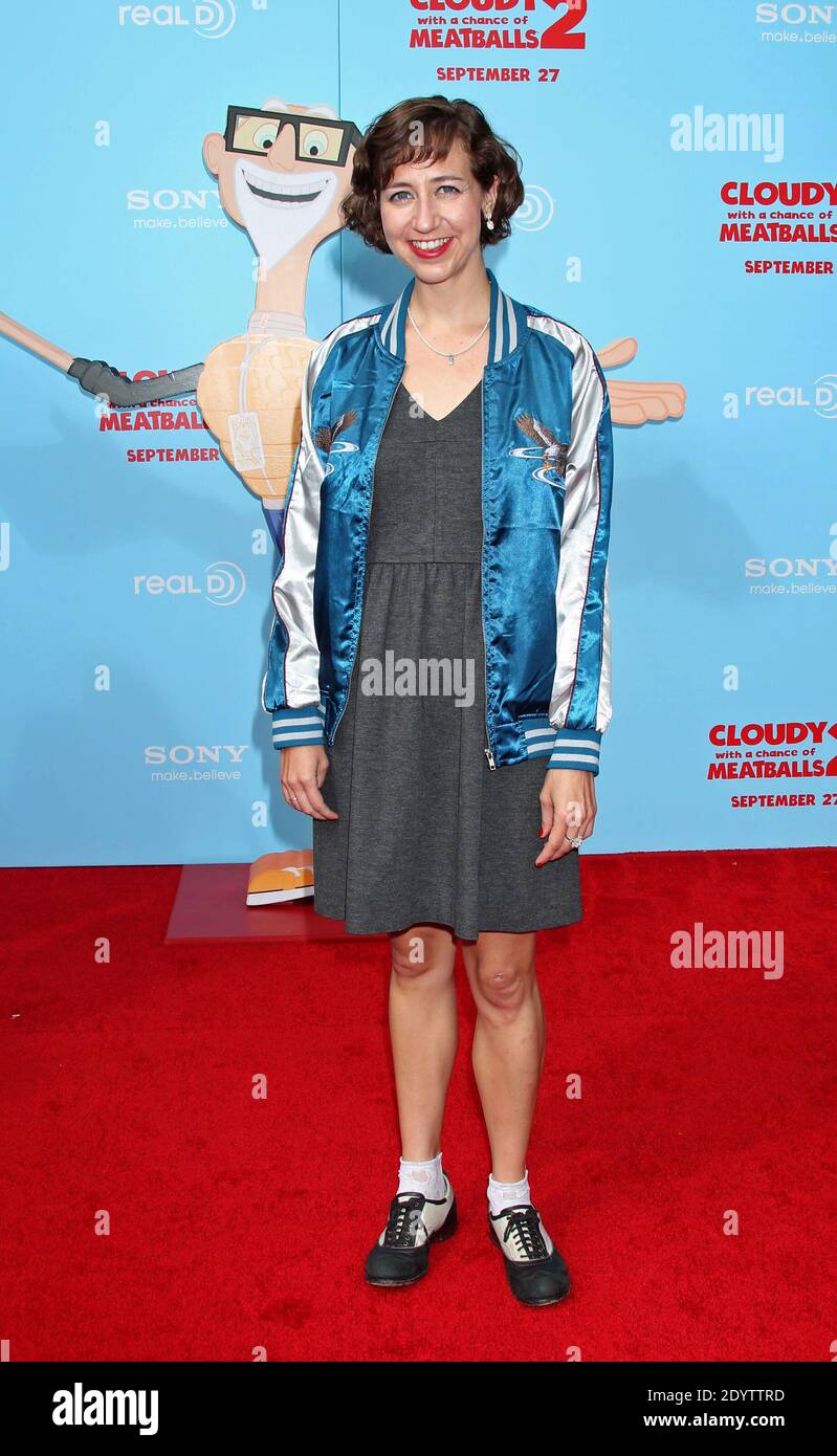 Kristen Schaal, Sony Pictures animation's Cloudy with A chance of Meatballs 2 première au Regency Village Theatre de Westwood, Los Angeles, CA, Etats-Unis. 21 septembre 2013 (en photo : Kristen Schaal) photo de Baxter/ABACAPRESS.COM Banque D'Images