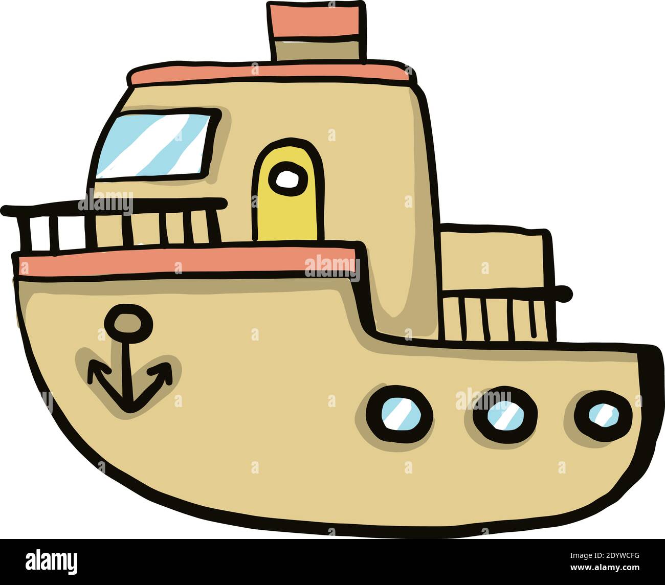 Petit navire, illustration, vecteur sur fond blanc. Illustration de Vecteur