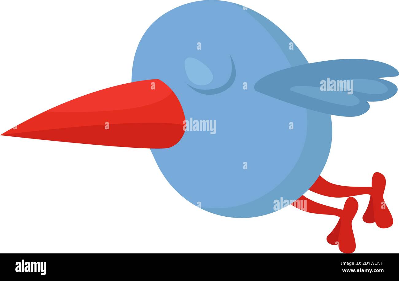 Oiseau bleu avec un grand bec, illustration, vecteur sur fond blanc. Illustration de Vecteur