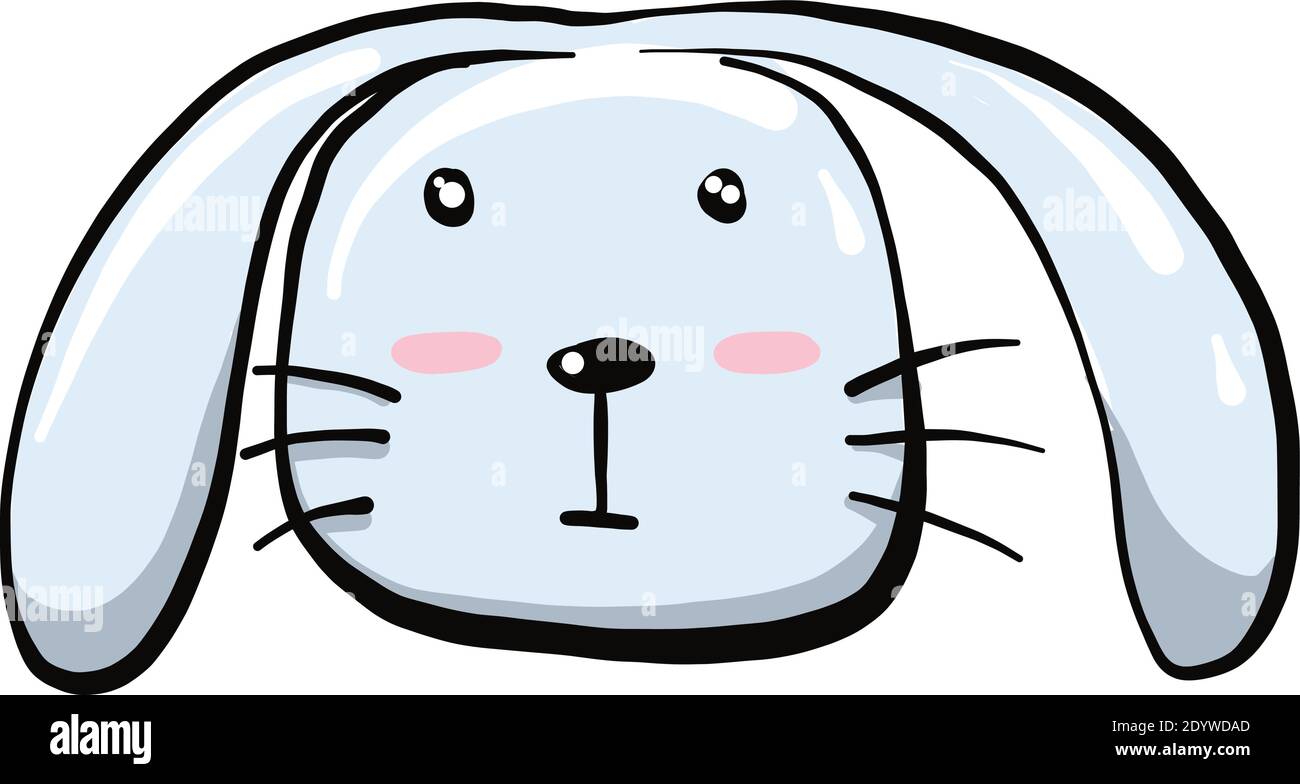 Jolie tête de lapin blanc, illustration, vecteur sur fond blanc. Illustration de Vecteur